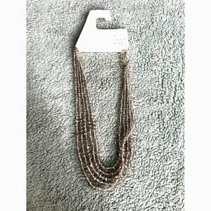 A New Day Multi Strand Smoky Gray Beaded Statement Necklace NWT